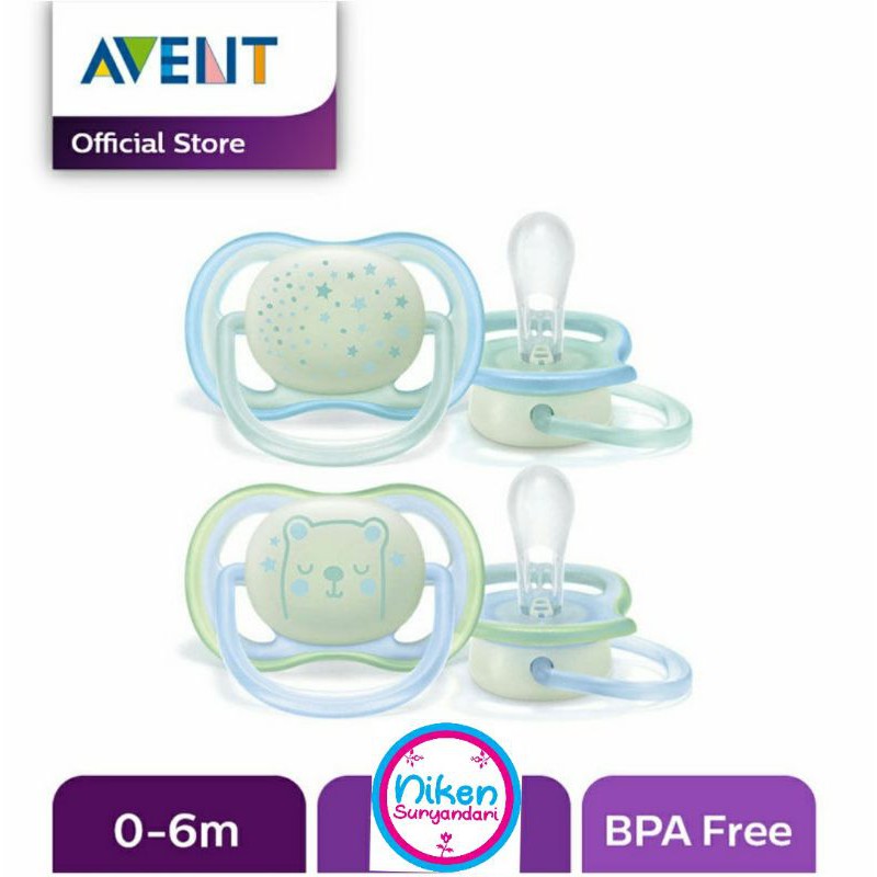 Empeng Bayi Avent Night Time Ultra Air Orthodontic Soother Pacifier 0 6m Isi 1 Indonesia