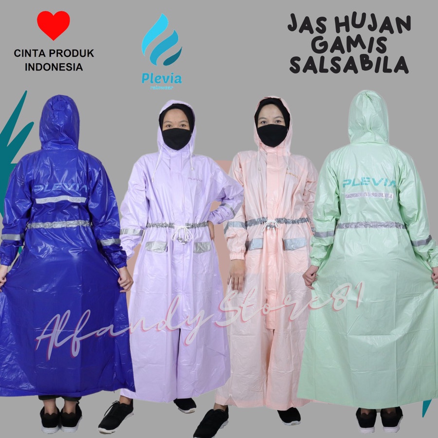 Jas Hujan Ponco Lengan Gamis Salsabila / Jas Hujan Muslimah Plevia