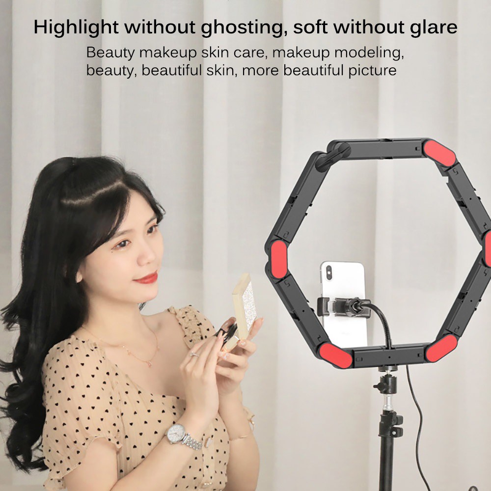 V8 - LED Foldable 6-Section Selfie Make Up Ring Light