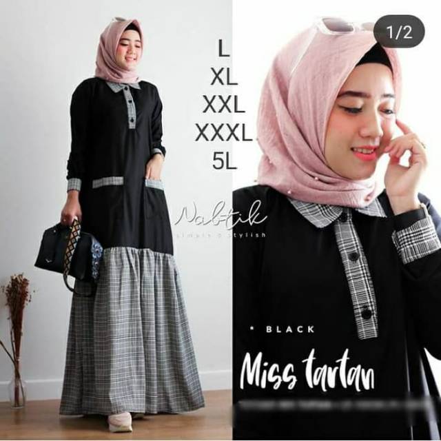 Gamis tartan jumbo big size XL, XXL, XXXL, 5L