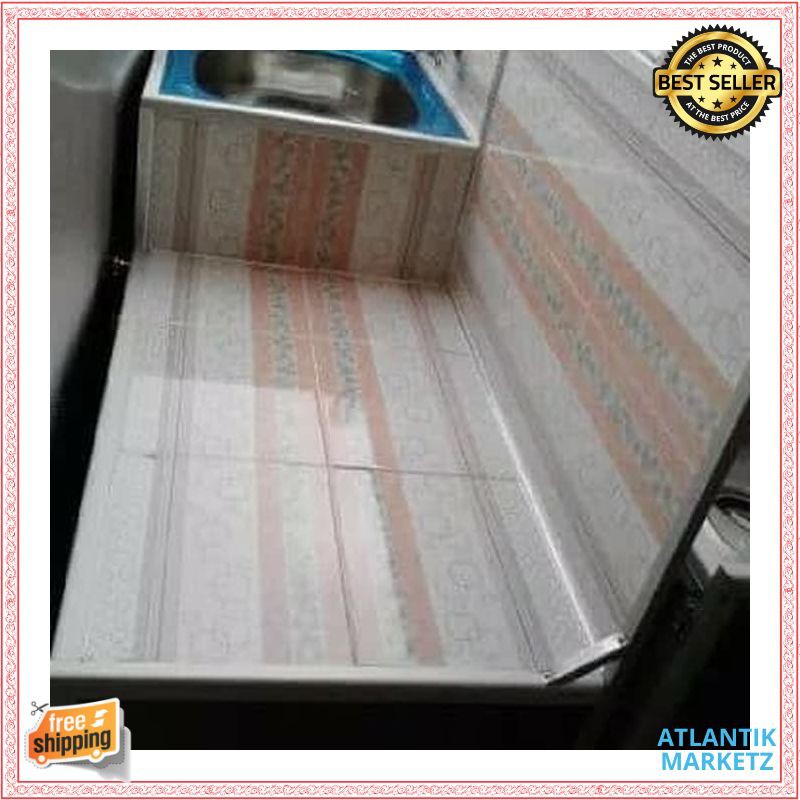 meja kompor 3 pintu / rak piring /wastafel keramik / rak kompor