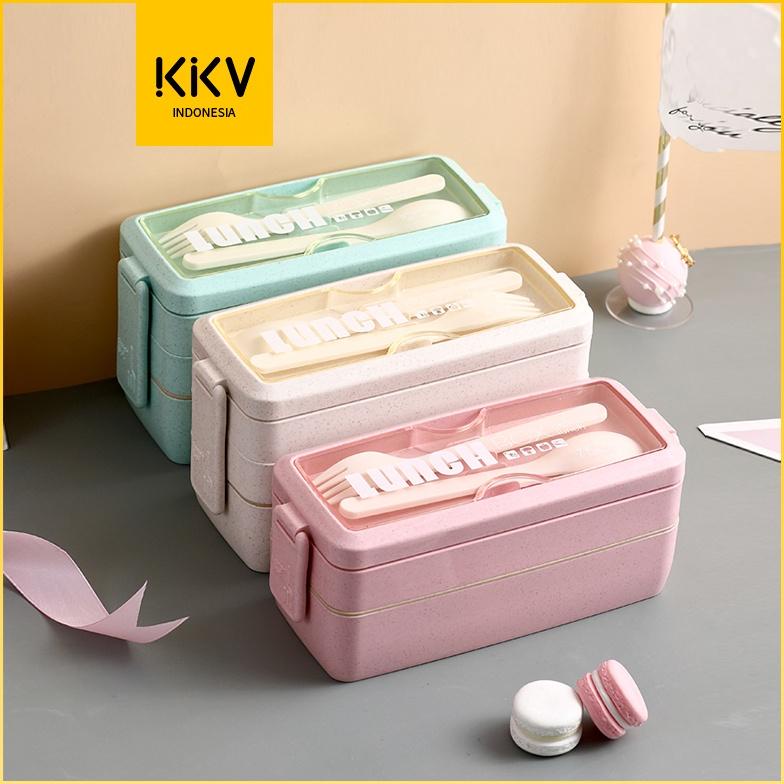 KKV - 40000KM 3 LAYERS LUNCH BOX / KOTAK MAKAN TINGKAT GREEN / BEIGE 1000ML/FOOD CONTAINER TERLARISS