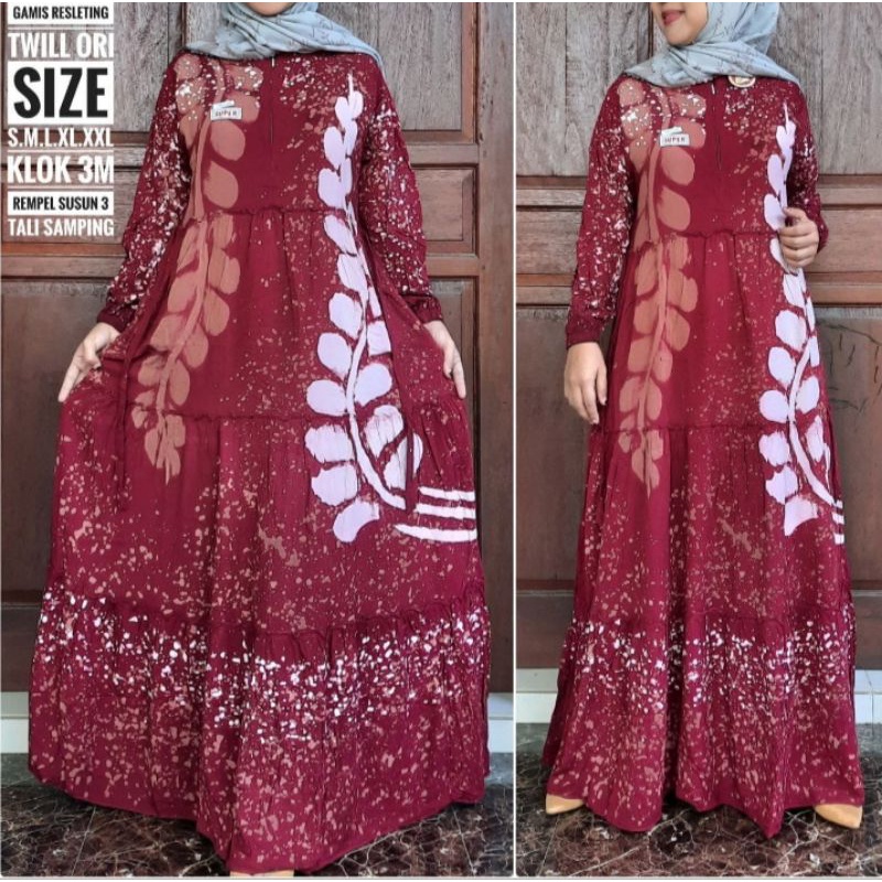 GAMIS TWILL ORI MOTIF CANTIK | TWILL ORI REMPEL SUSUN CANDA TALI BELAKANG
