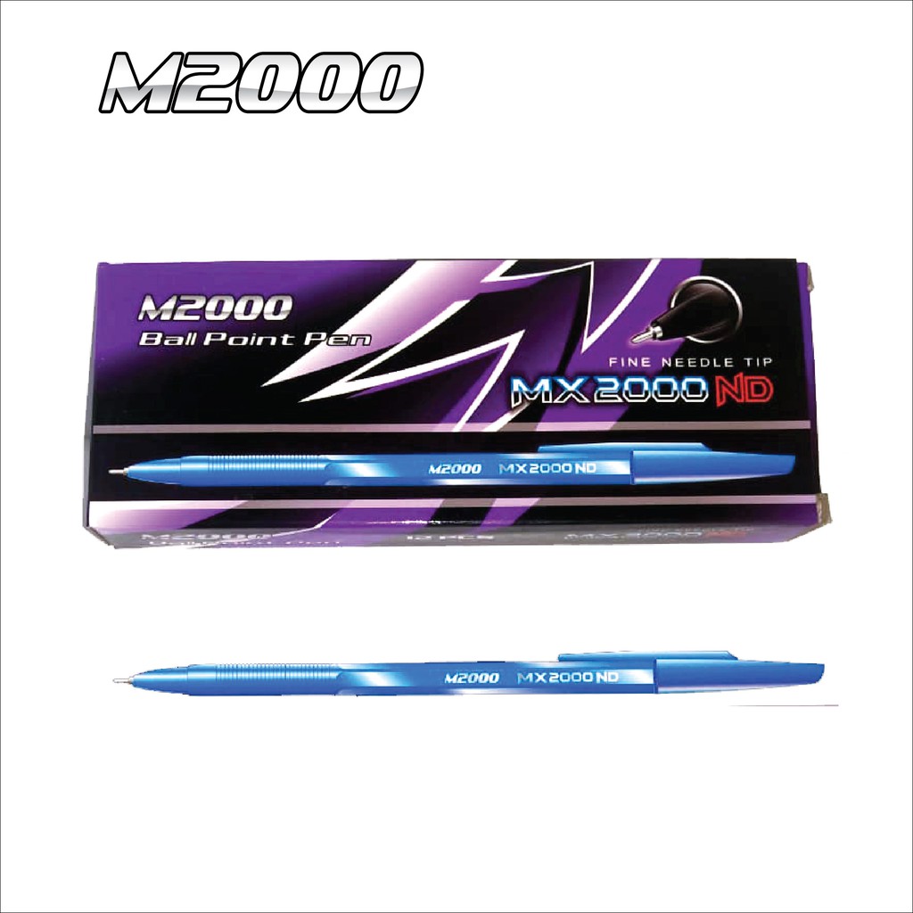 

M2000 MX-2000ND BIRU Pen / Pulpen 0.9mm Hitam 1 BOX / 12 Pcs