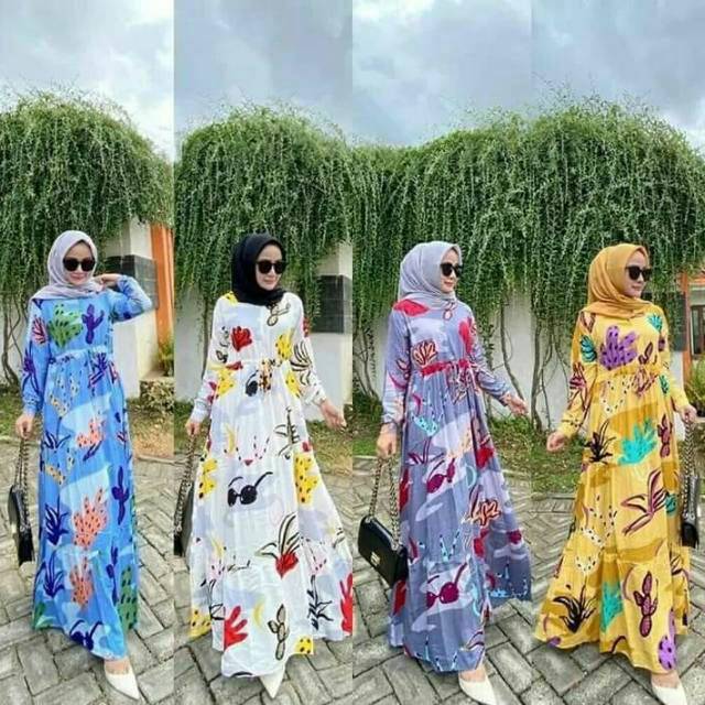 DRESS RAYON VISCOSE - DRESS RAYON - READY 20 MOTIF - HOMEY DRESS - HOME DRESS - DELILA KAKTUS DRESS