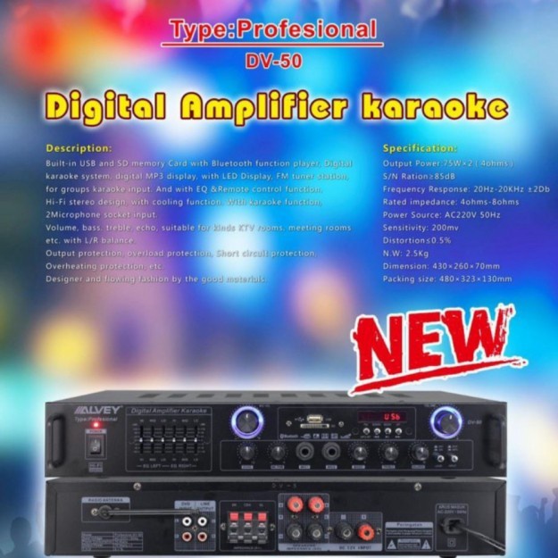 amplifier ampli karaoke ALVEY DV50 bluetooth DV 50 original