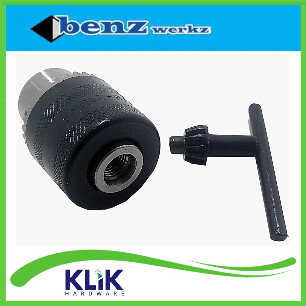 Benz Kepala Mesin Bor 1.5 - 10 mm Drill Chuck + Kunci 3/8 Inch x 24 UNF