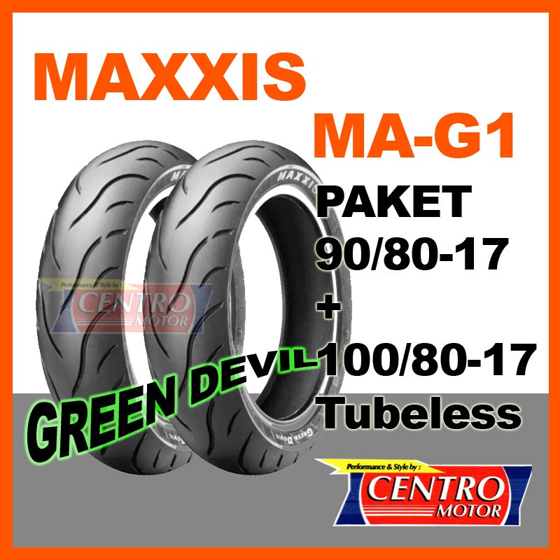 MAXXIS GREEN DEVIL PAKET 90/80-17 & 100/80-17 BAN TUBELESS SOFT COMPOUND. GRIP MAXIMAL
