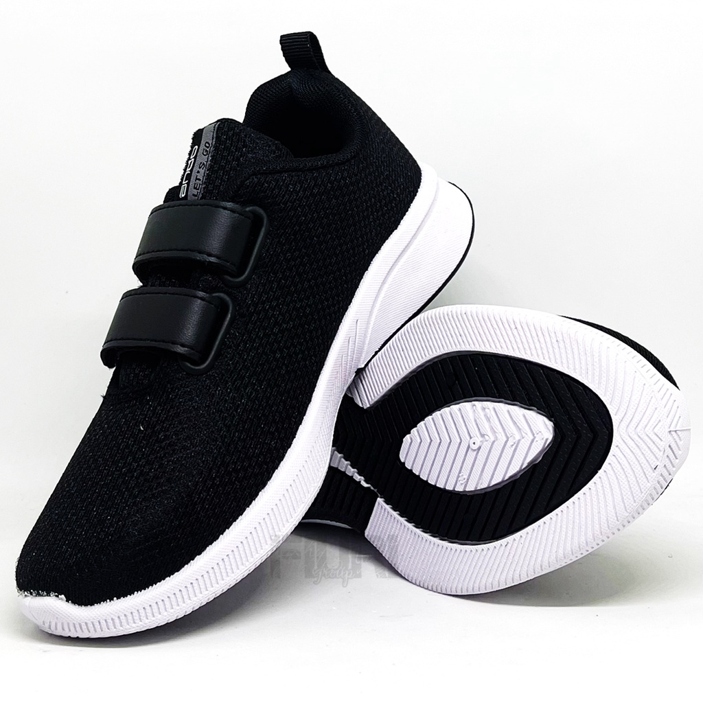 FIURI - ANDO ORIGINAL -  ELSIE PEREKAT 29-38 HITAM PUTIH - SEPATU SNEAKERS KANVAS SOL KARET ANAK KECIL PEREMPUAN LAKI-LAKI - SEPATU KETS LUCU FASHION TRENDY - SEPATU SEKOLAH PAUD TK SD KRETEKAN PEREKAT CEWEK COWOK MURAH PROMO DISKON BONUS KAOS KAKI