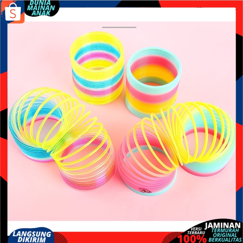 Mainan Anak Magic Spring Diameter 5,5 Mainan Spiral Rainbow Pelangi Plastik Murah Dan Aman