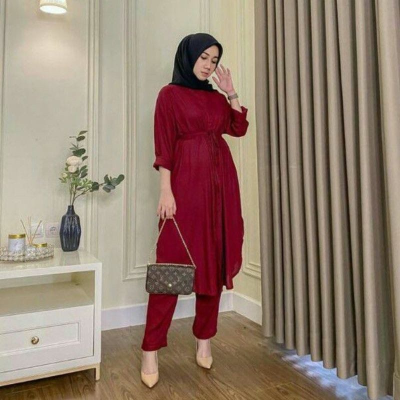 (MSB) ONE SET ATHIFA FULL KANCING DAILY BUSUI WANITA TUNIK SET WOLFIS