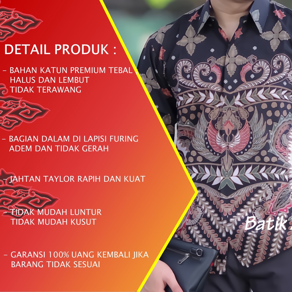 KEMEJA BATIK PRIA LENGAN PANJANG PREMIUM REGULAR MODERN BATIK ALUNA PCW 086