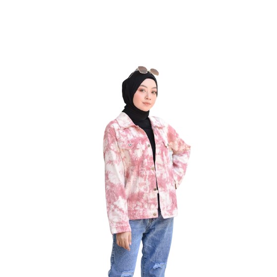 Jaket Jeans Tie Dye Cewek/Wanita | Jaket Hijab &amp; Non Hijab Wanita