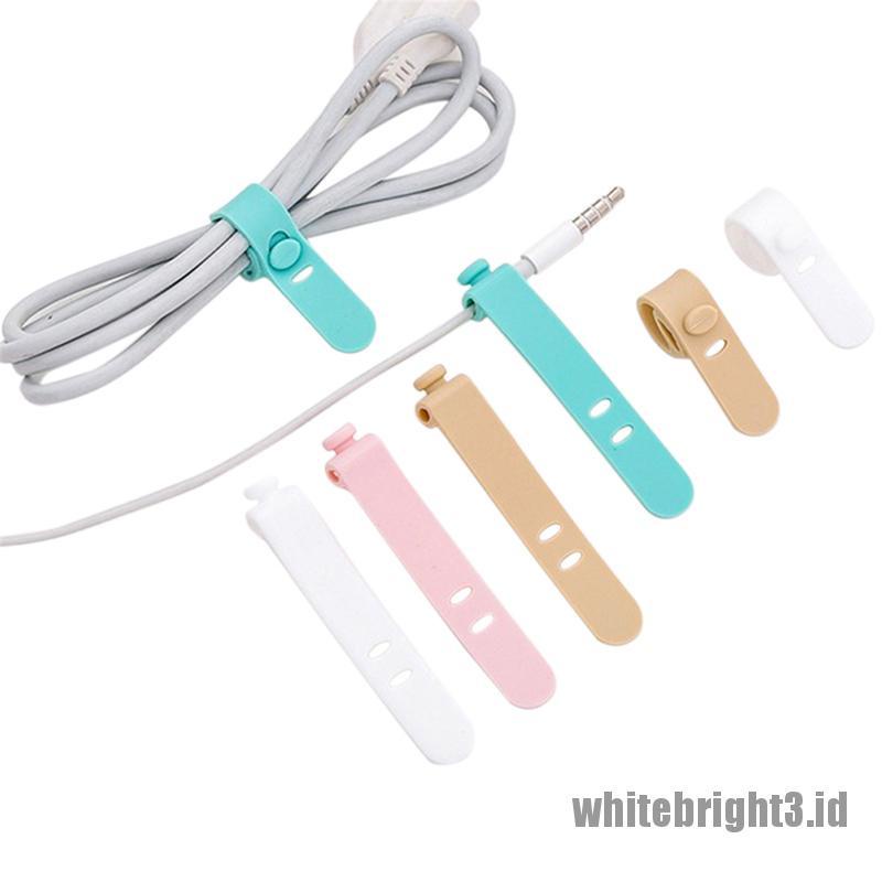 &lt; White3 &gt; Pengikat Kabel Data / Charger / Earphone Bahan Silikon