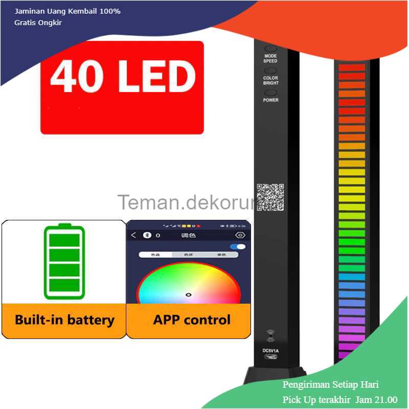 TD-DHA FUNY Lampu LED RGB Sound Rhythm Light Built-in Battery 40 LED - D09