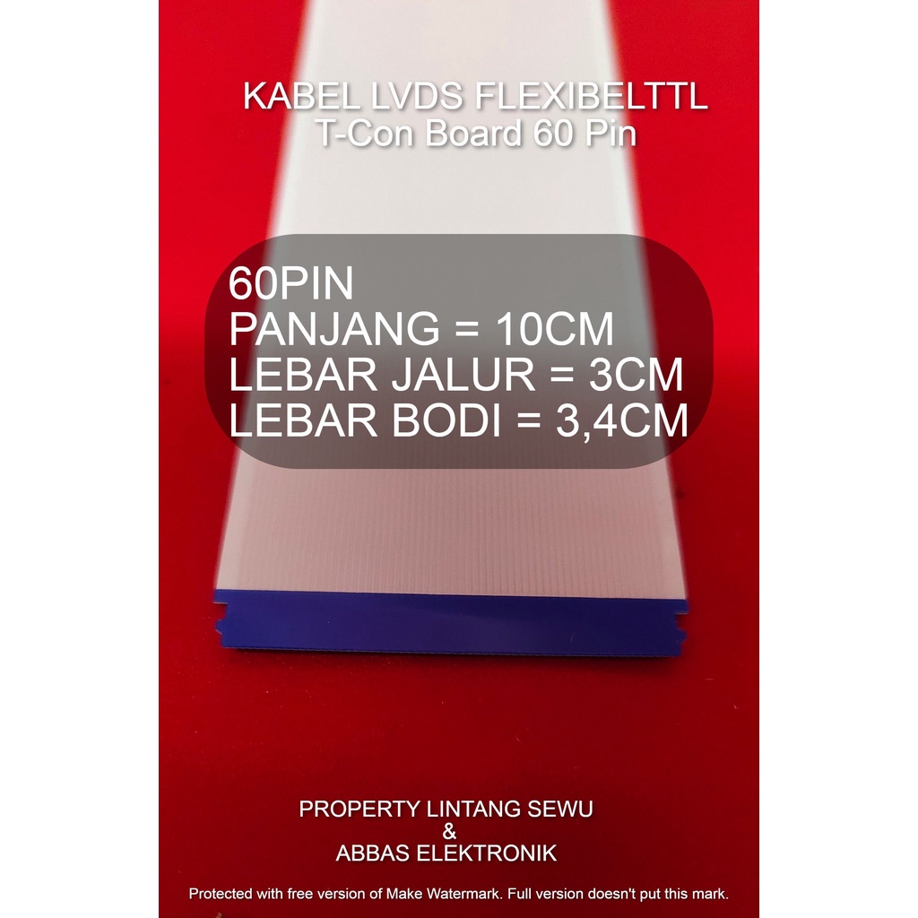 KABEL LVDS  60PIN KABEL FLEXIBEL 60 PIN FLEXI TIKON LED LCD TV  Kabel Flexible TTL T-Con Board 60 Pin AWM 20861 105C 60V VW