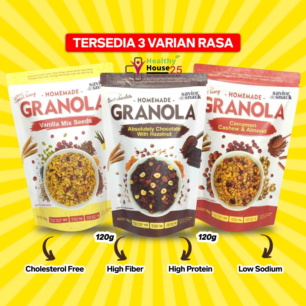 GRANOLA CRUNCHY CINNAMON CASHEW ALMOND - SEREAL MAKANAN SEHAT SARAPAN PRAKTIS BERGIZI TINGGI NUTRISI BAHAN ORGANIK ALAMI TANPA PENGAWET - HIGH QUALITY - SAVIOR SNACK - GRANOLA SWEET HONEY 300g