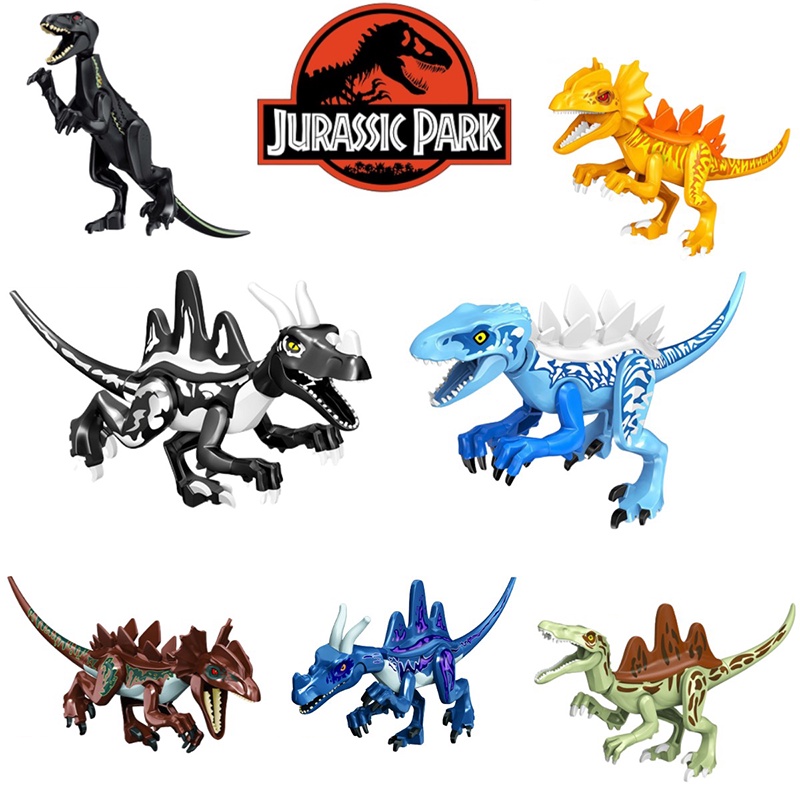 Jurassic Building Blocks World Dinosaurs Figures Bricks Baryonyx Tyrannosaurus Rex Indominus Rex I-Rex Assemble Kids Toys