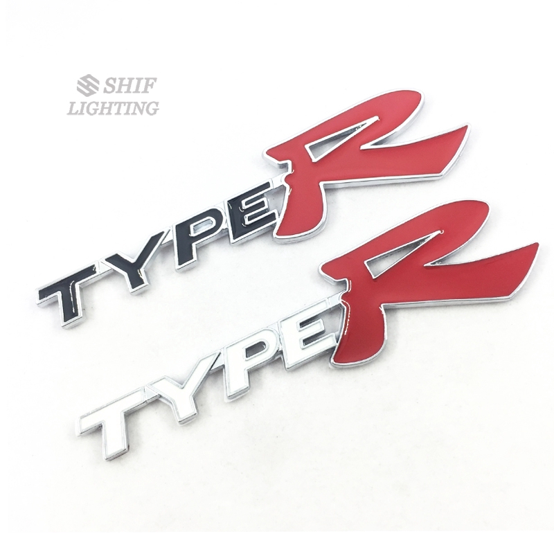 1Pc Stiker Emblem / Badge Logo typer Type R Bahan Metal untuk Bagasi Belakang Mobil