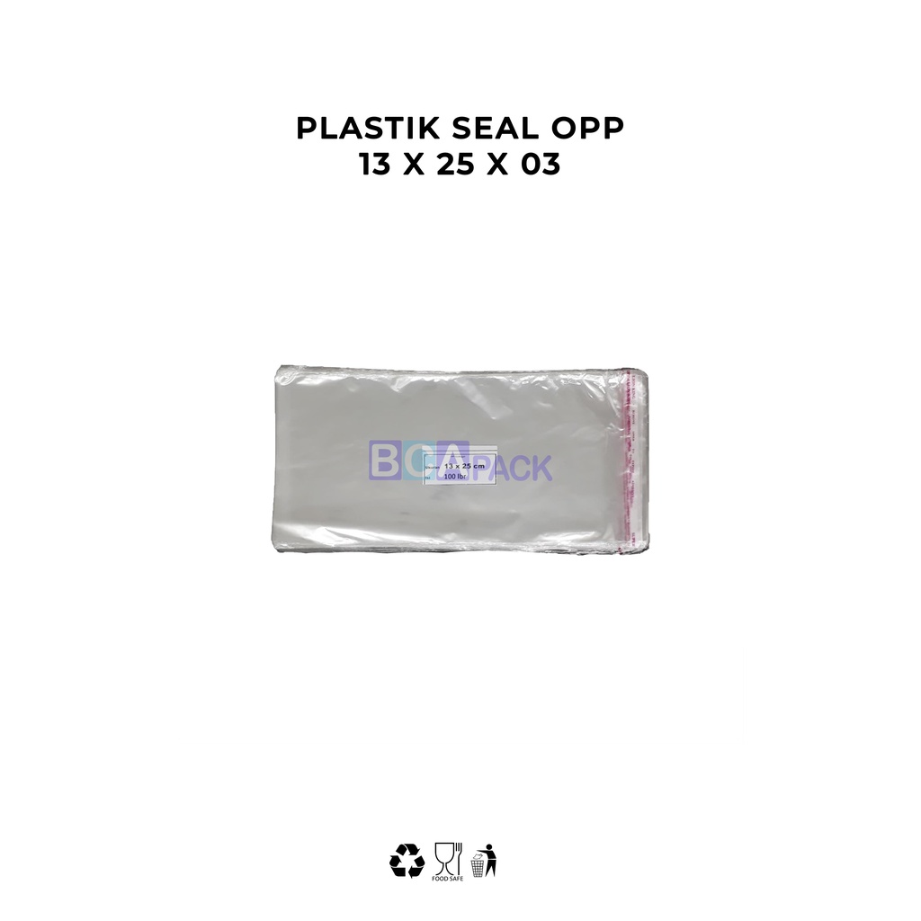 

PLASTIK SEAL OPP 13 X 25 X 03 - PLASTIK KEMASAN BENING ISI 100 LEMBAR
