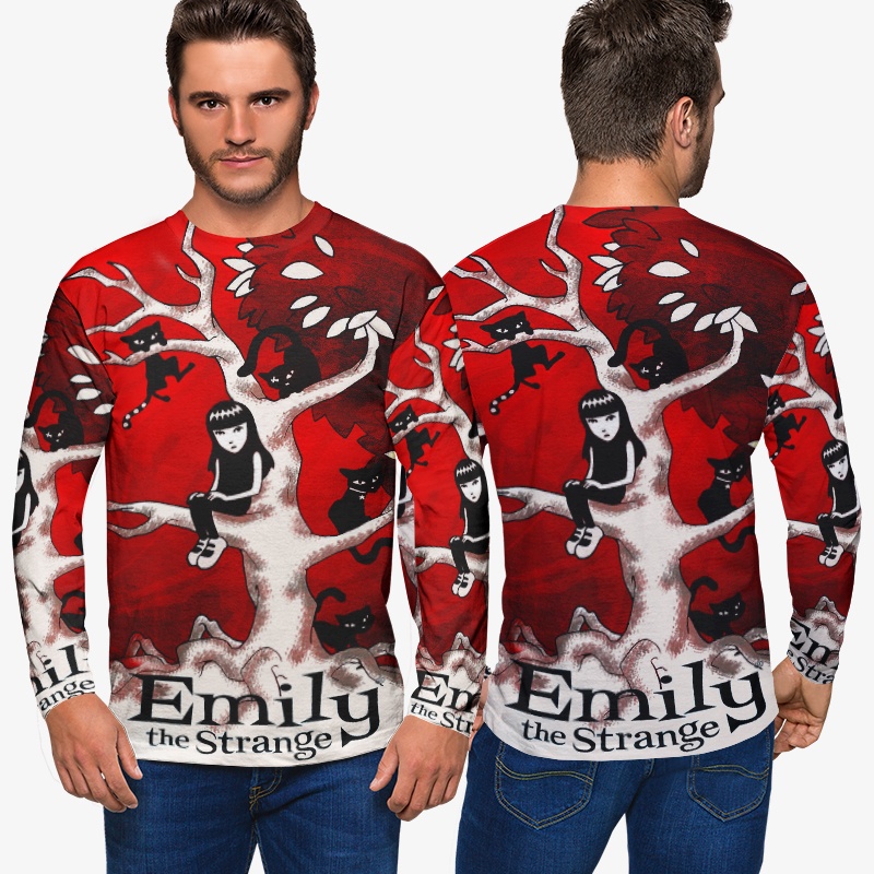 Kaos Pria Emily the Strange Tshirt Bahan Polyester Jersey Casual Style Fashionable Unisex Tees