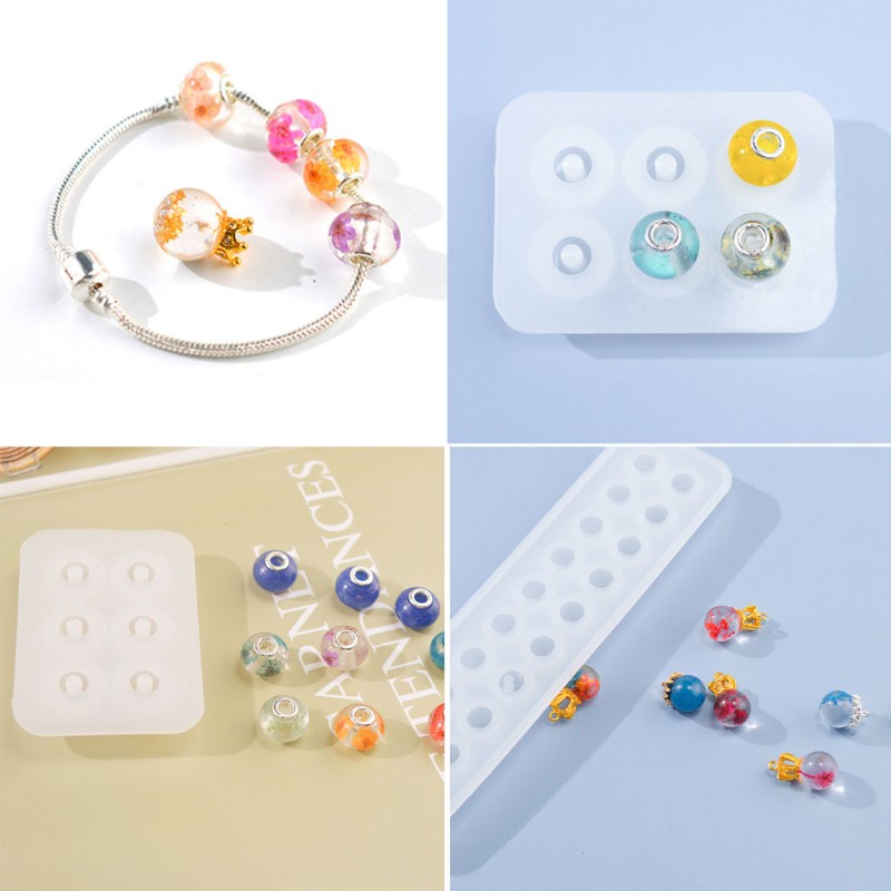 Glitter Bead Pendant Bracelet DIY Craft Resin Silicone Mold Jewelry Making Casting Mould