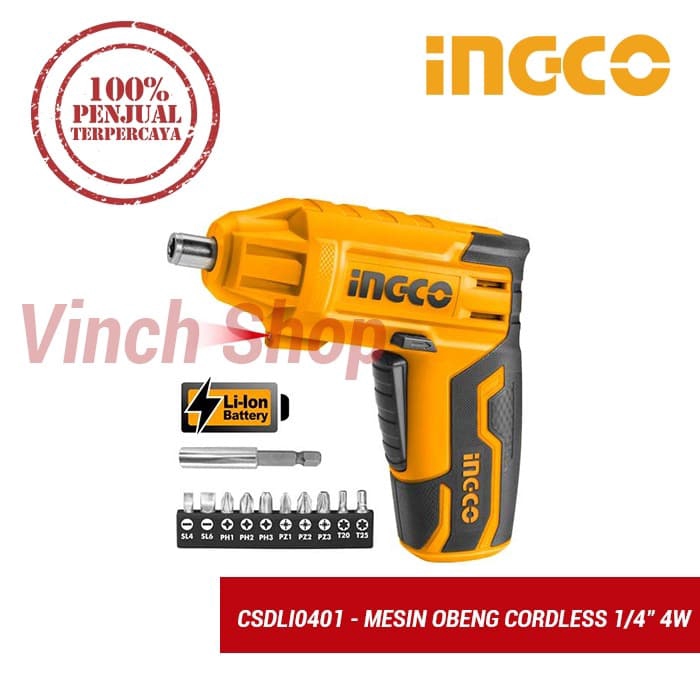 MESIN OBENG BOR LISTRIK BATERAI CORDLESS 4V (1/4") INGCO