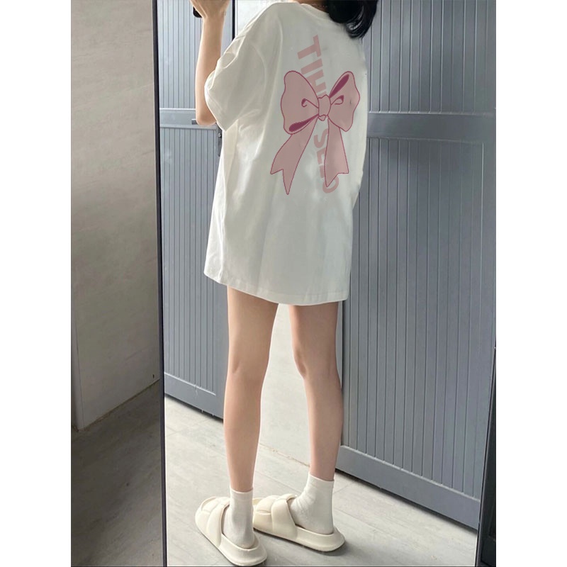 EUNII T-shirt Lengan Pendek Dasi Kupu-Kupu Korean Style/Baju Lengan Pendek Wanita/Baju Wanita/Baju Korean Style