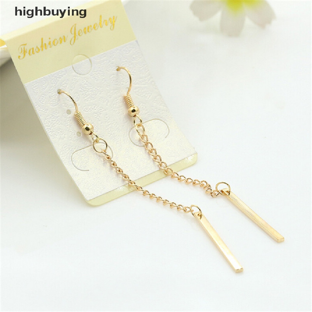 Hbid Anting Tusuk Gantung Panjang Wanita Bahan Alloy Desain Batang Panjang Gaya Simple Untuk Hadiah