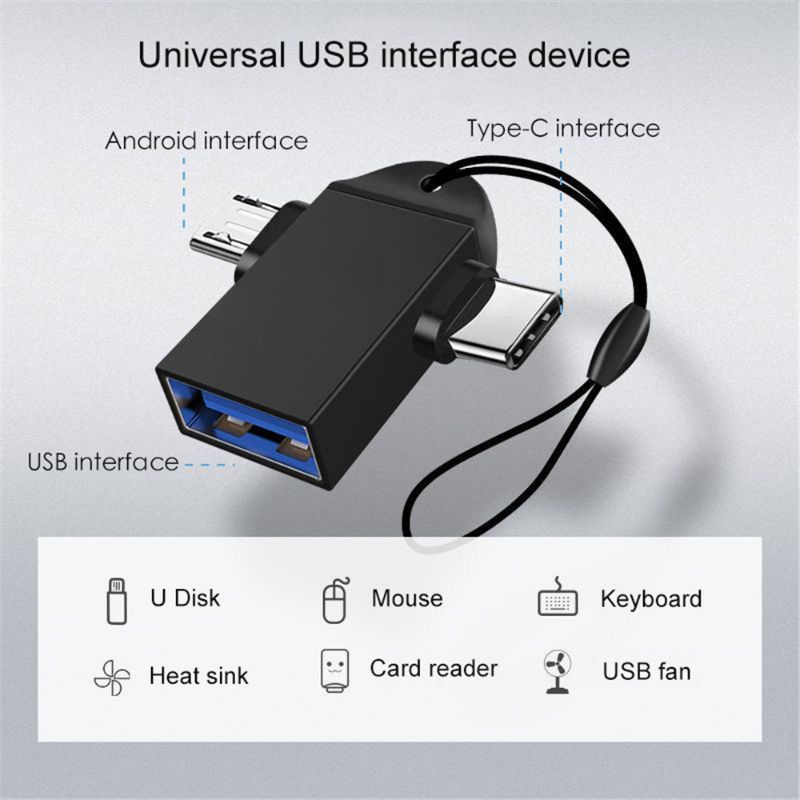 OTG FLECO 2IN1 TYPE C + MICRO Usb Converter Usb C 3.0 Flash Disk Mouse Connector For Smartphone Android Usb Plug