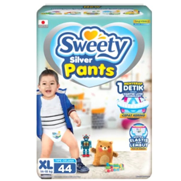 SWEETY silver pants tipe celana XL44 popok diapers elastis lembut XL 44 sekali pakai baby pants lovelymama lovelymama411