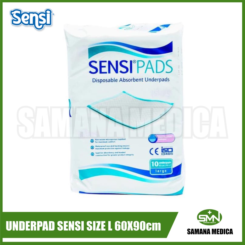 UNDERPAD Under Pad alas ompol SENSI PAD SIZE L 60X90 cm isi 10 Pcs PREMIUM