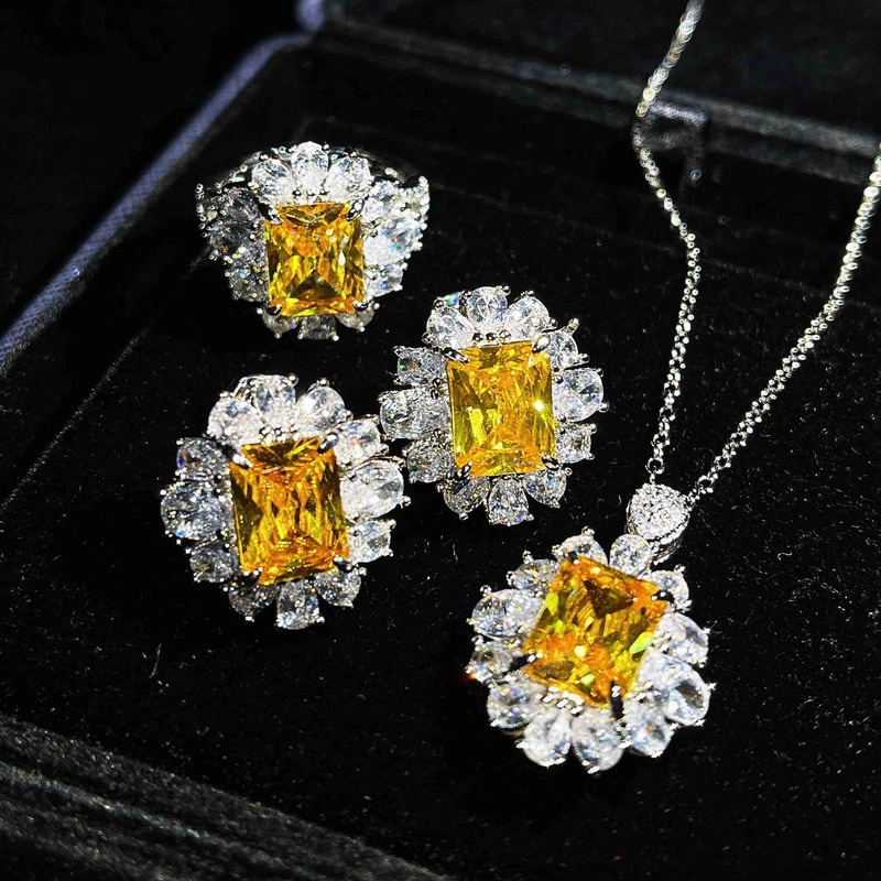 Luxury Jewelry Color Moissanite Jewelry Set