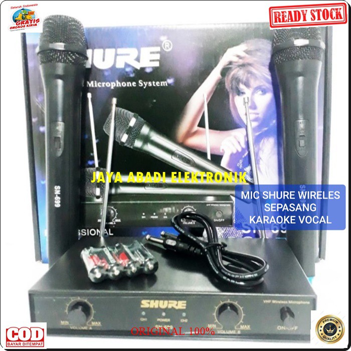 G148 Shure mic Wireless sepasang mik karaoke system microphone wireles mikrophone dual pegang profesional pro suara audio sound sistem vokal vocal panggung G148  BISA SEGALA JENIS AUDIO SOUND  2PCS MIC WIRELESS  BATERAI AA  2 unit mic handle jarak 20 - 30