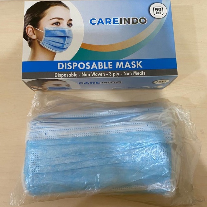 Masker Face Mask biru isi 50 pcs  3 Ply Protective