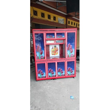 stiker rak kaca lemari motif bunga tulip