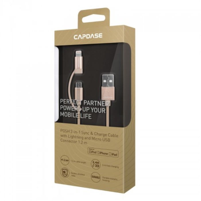 [DISKON 50%] CAPDASE POSH 2-IN-1 SYNC CHARGE CABLE LIGHTNING AND MICRO