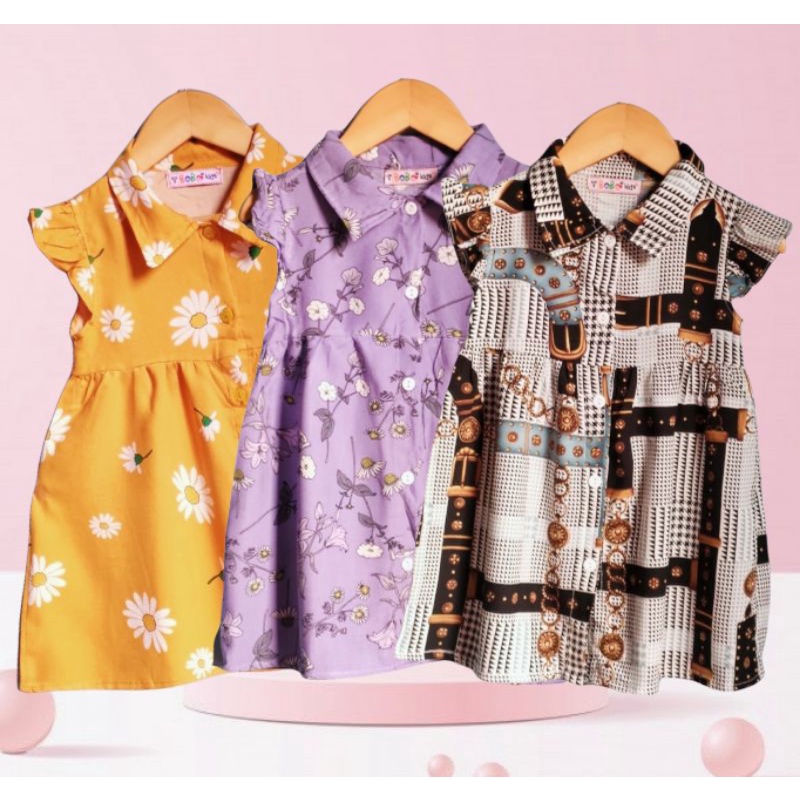 [Bobo kids] BAJU ANAK PEREMPUAN [DAVINA] [2-5 THN] [DRESS ANAK KATUN KAOS MIX MOTIF] [MBK]