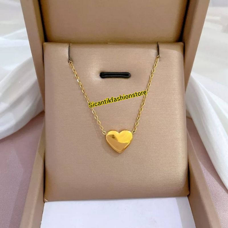 Kalung Titanium Gold Liontin Love you Terbaru Terlaris Fashion Wanita Anti Karat Selamanya Kalung Wanita Korea Liontin Love Kekinian Kalung Wanita K5 Gold