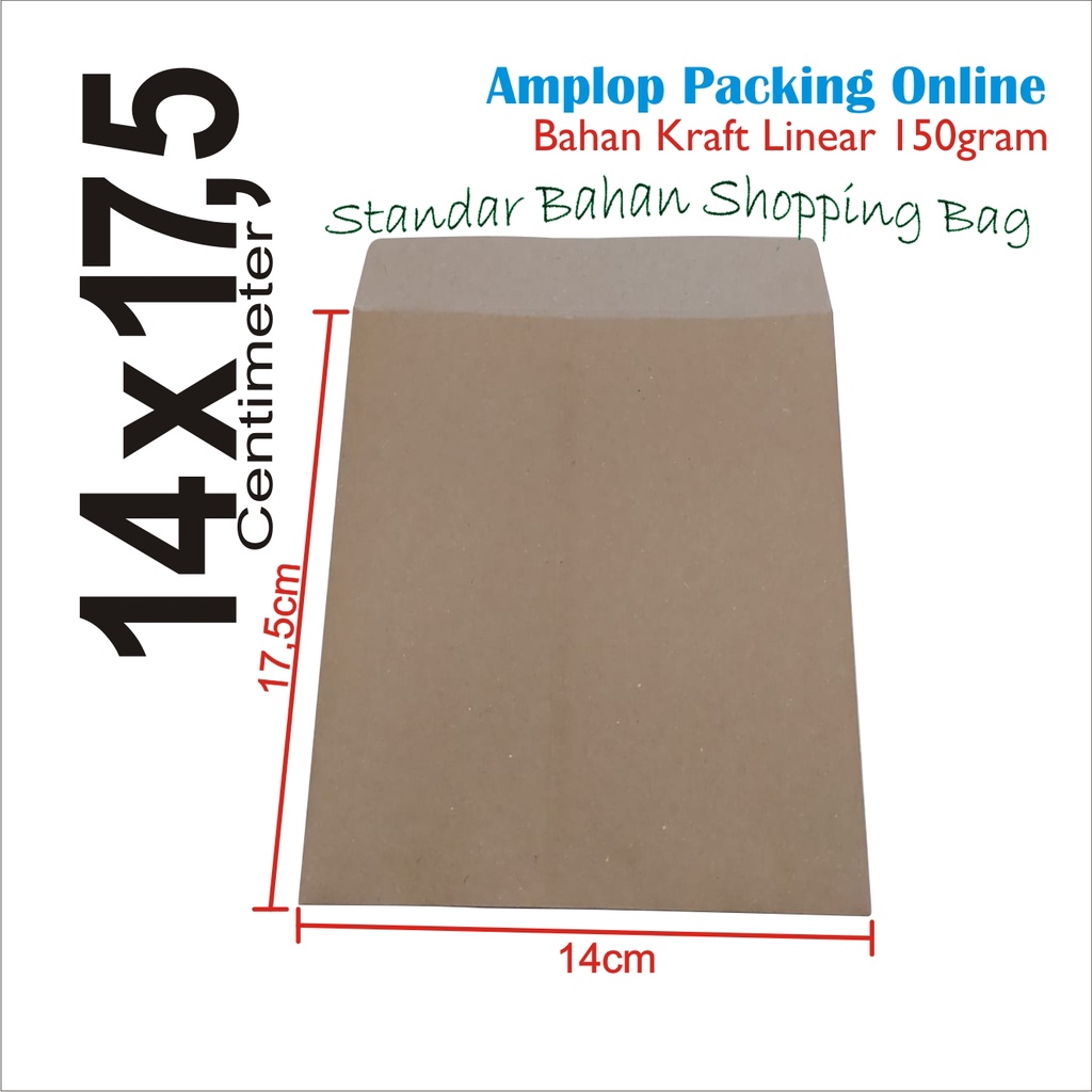 

Amplop Kemasan Online 17.5 x 14 cm Kraft Linear 150 gram Bahan Standar Shopping Bag