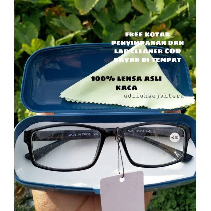 Kacamata baca plus LENSA ASLI KACA ANTI BARET plus +1.00-+3.00 Kacamata baca wanita Kacamata rabun d