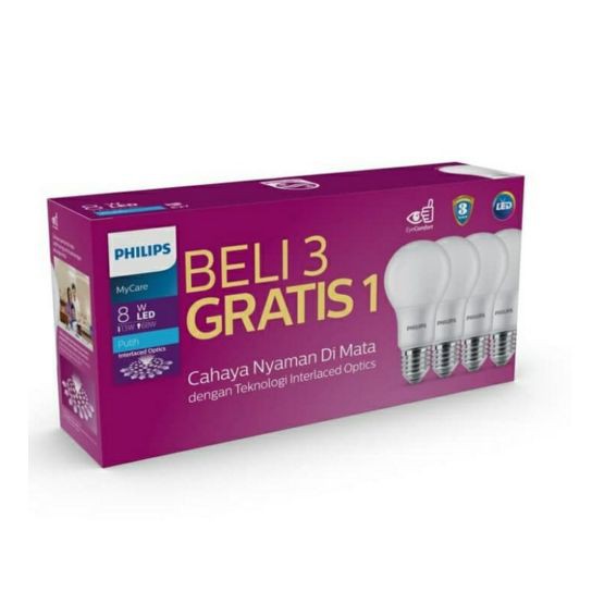 Lampu led 8w, 3 gratis 1 philips