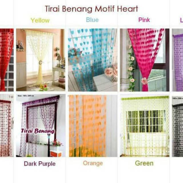 TIRAI BENANG LOVE Tirai Benang Motif Tirai Benang Dekorasi Tirai Benang Korea Pink