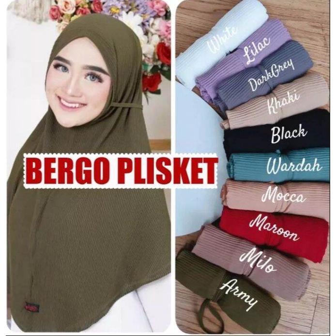 Paket usaha jilbab bergo maryam/kerudung bergo plisket isi 10 pcs