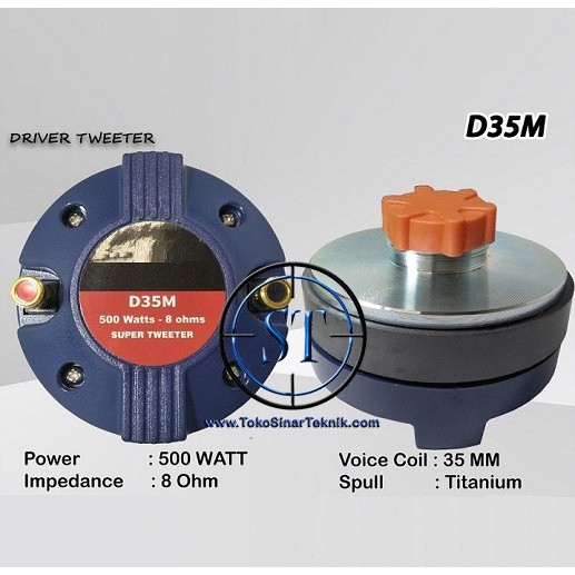 Super Driver Tweeter D 35M Titanium Tweter Model Drat 500 Watt 8 Ohm D35M Spul Spool Speaker Voice Coil Audio Besar