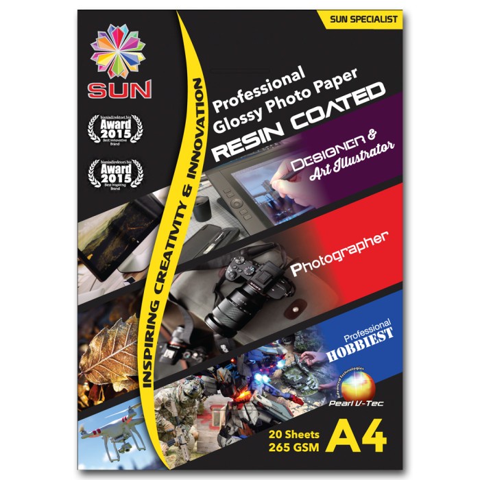 

(DISKON TERMURAH) Kertas Foto - SUN Professional Glossy Photo Paper 265 Gsm A4