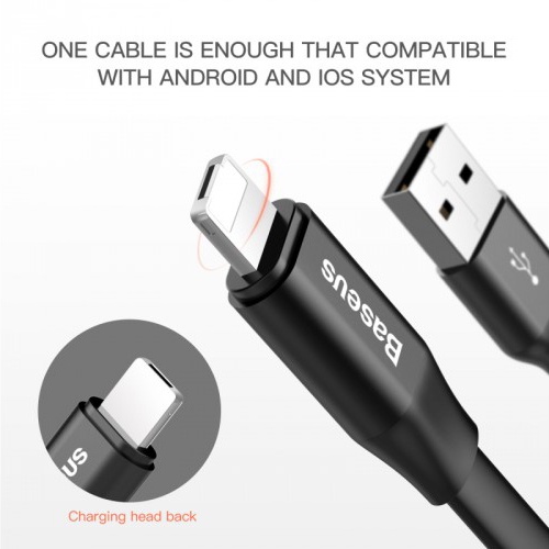 Baseus Nimble Series 2 in 1 Kabel Micro USB + Lightning 2A 23 CM - CALMBJ-01 - Black