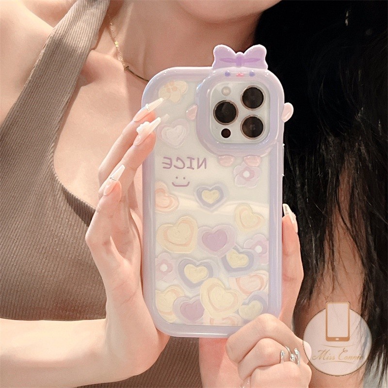 Soft Case Bumper Desain Pita Monster Len 's Smiley Hati Ungu Untuk IPhone 11 XR 6 6S 7 8 Plus 13 12 14 Pro MAX X XS MAX SE