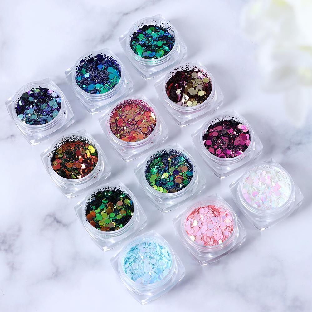 1 Kotak Sequin Glitter Bentuk Heksagonal Untuk Dekorasi Nail Art