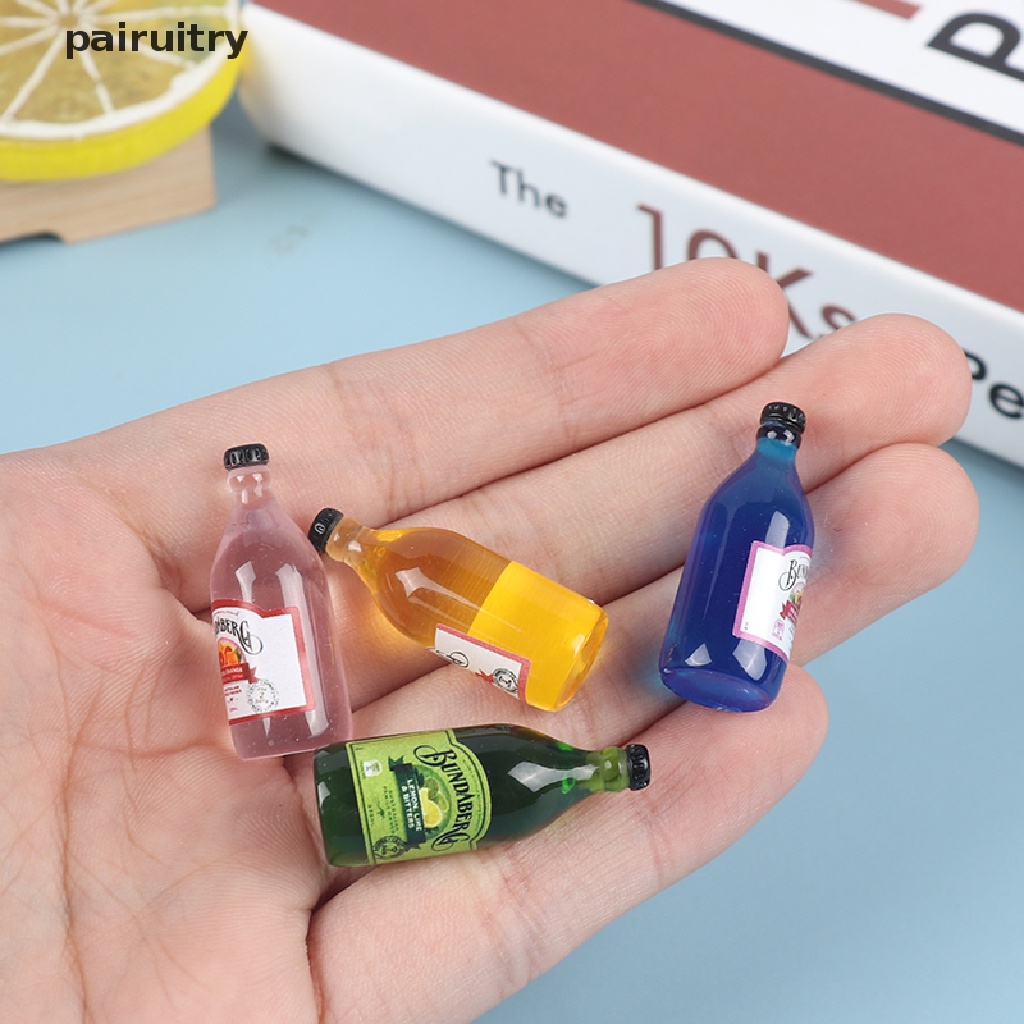 Prt 4pcs Miniatur Botol Minuman Bahan resin Aksesoris Rumah Boneka 1: 12